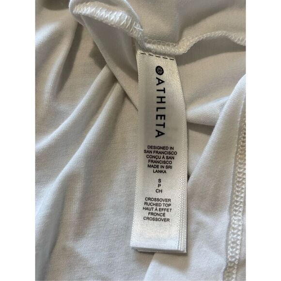 Athleta women's bright white oversized Crossover Ruched athletic Top size small - Picture 10 of 11